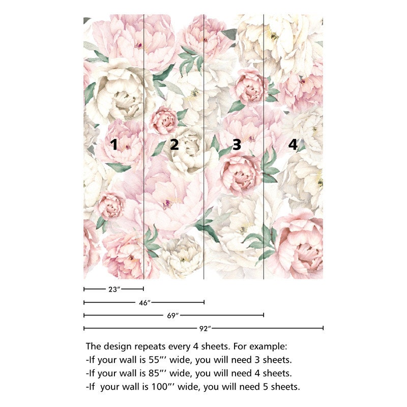Peony Wallpaper Peonies Wallpaper Pink White Watercolor - Etsy Canada