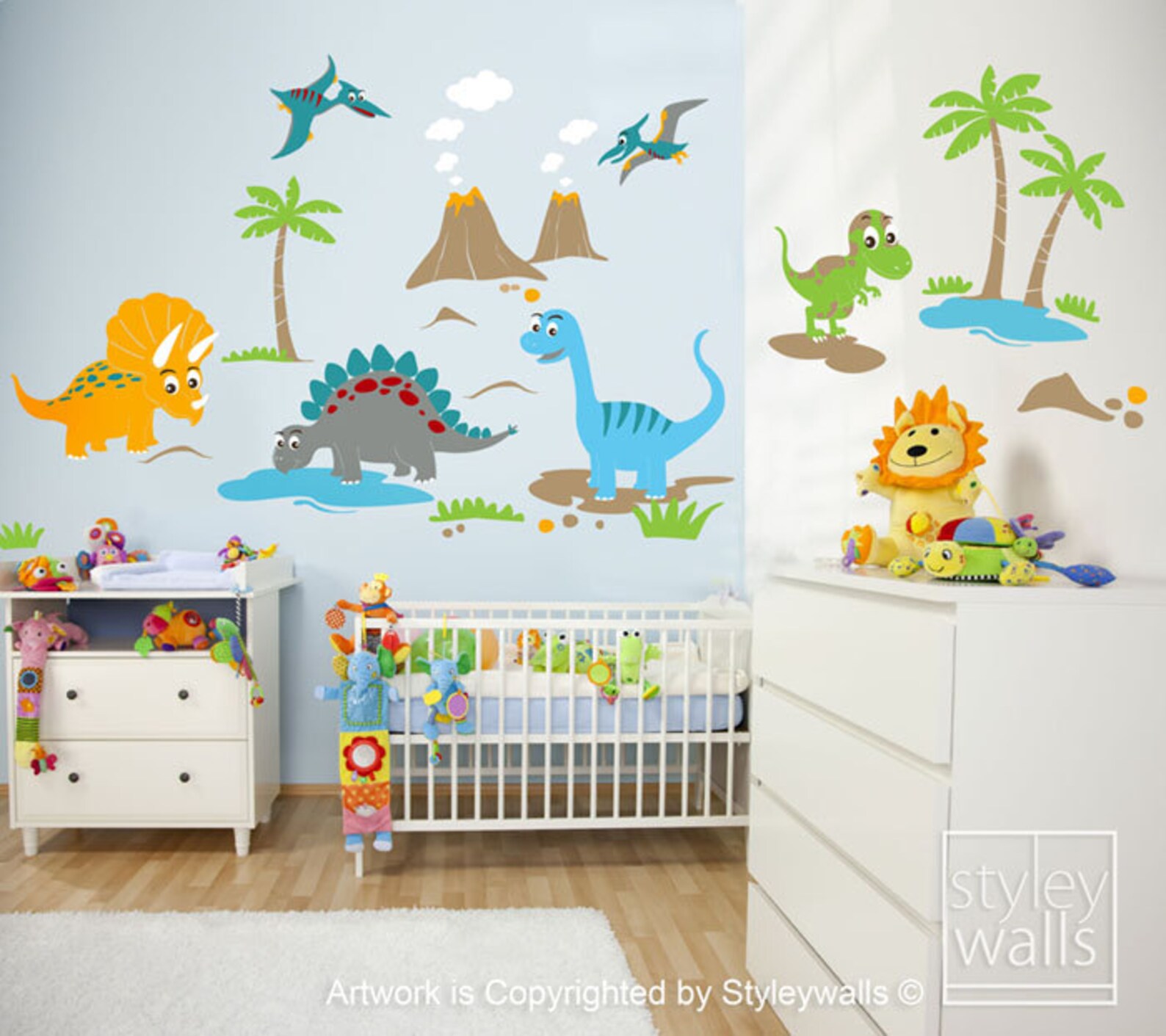 Dinosaurs Wall Decal Dinos Wall Decal HUGE Set Dinosaurs Etsy