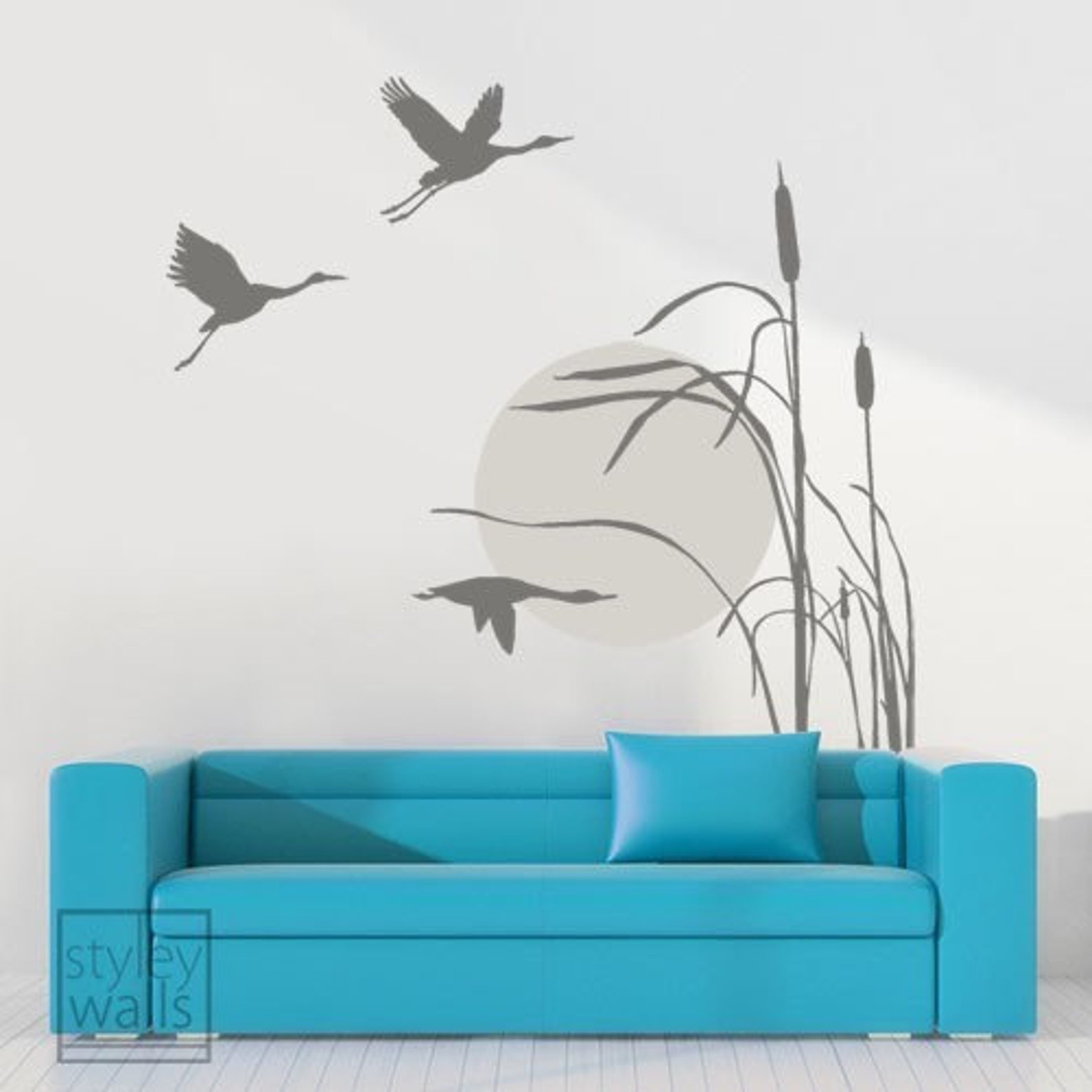Cranes Wall Decal Cranes Wall Sticker Bird Wall Decal Etsy