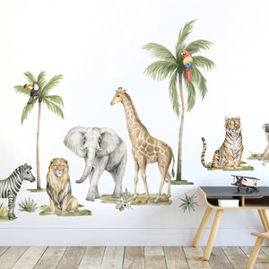 SAFARI Animals Wall Decal, African Animals Wall Decal, Watercolor Animals Wall Decal, African Animals Wall Sticker, Safari Wall Sticker image 2