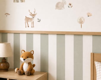 Woodland Nursery Wall Decor Bundle, Peel and Stick Wall Stripes, Chair Rail Molding, Woodland Nursery Decor, DIY Accent Wall Kit