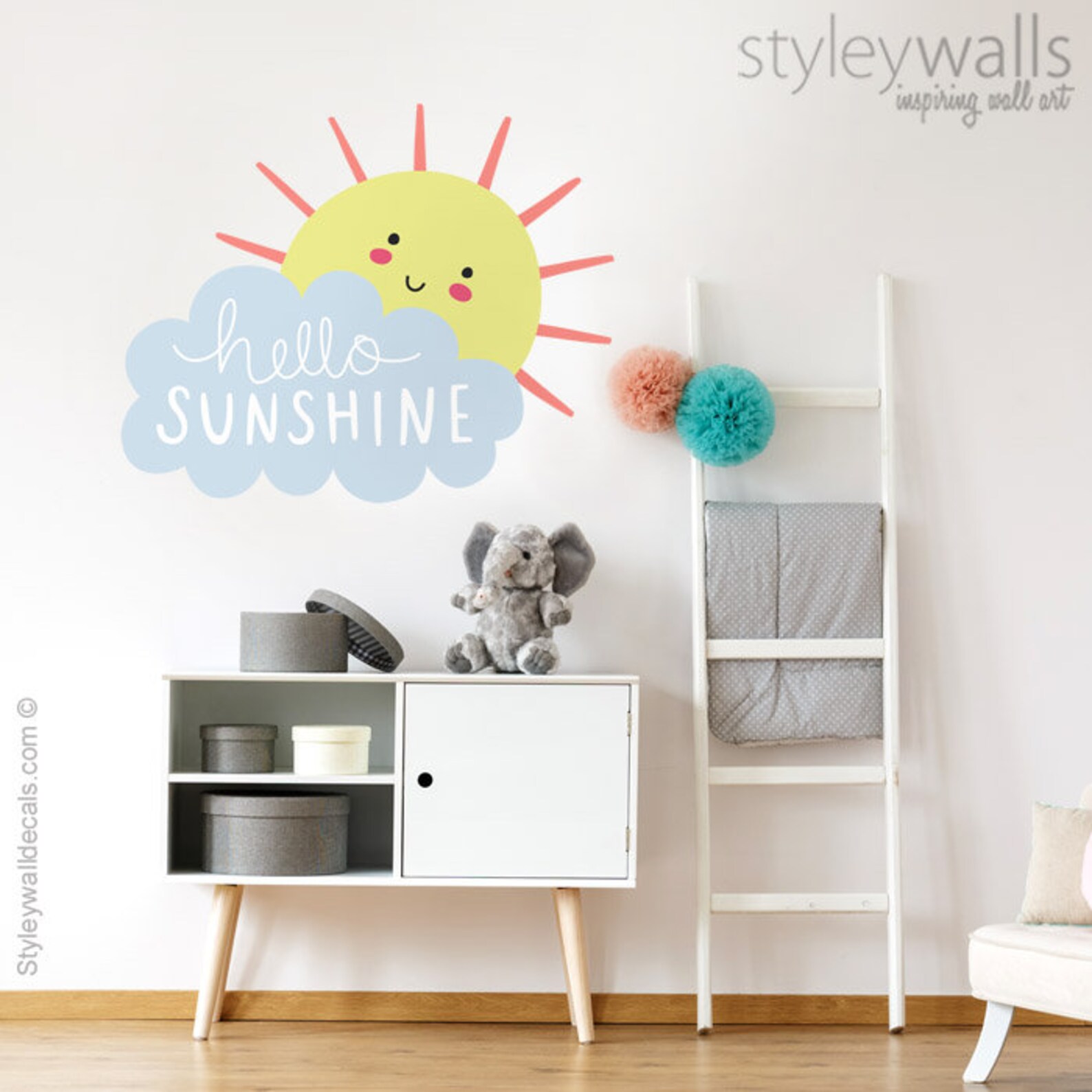 Sun Shine Wall Decal Sun Wall Decal Cloud Wall Decal Hello Etsy