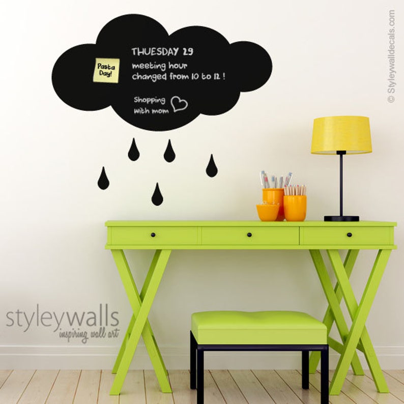 rain cloud wall decal cloud chalkboard wall decal cloud rain | etsy