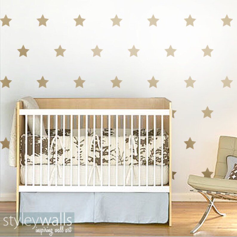 Stars Wall Decal, Stars Wall Sticker, Stars Nursery Decal, Large Stars for Nursery Baby Room Decor, Stars Kids Room Decor 30 stars image 2