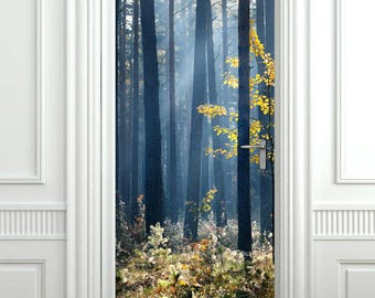 Forest Door Sticker, Forest Door Wallpaper, Door Mural, Nature Door Wall Sticker , Bedroom Living Room Home Decor, Nature Wall Decor Mural