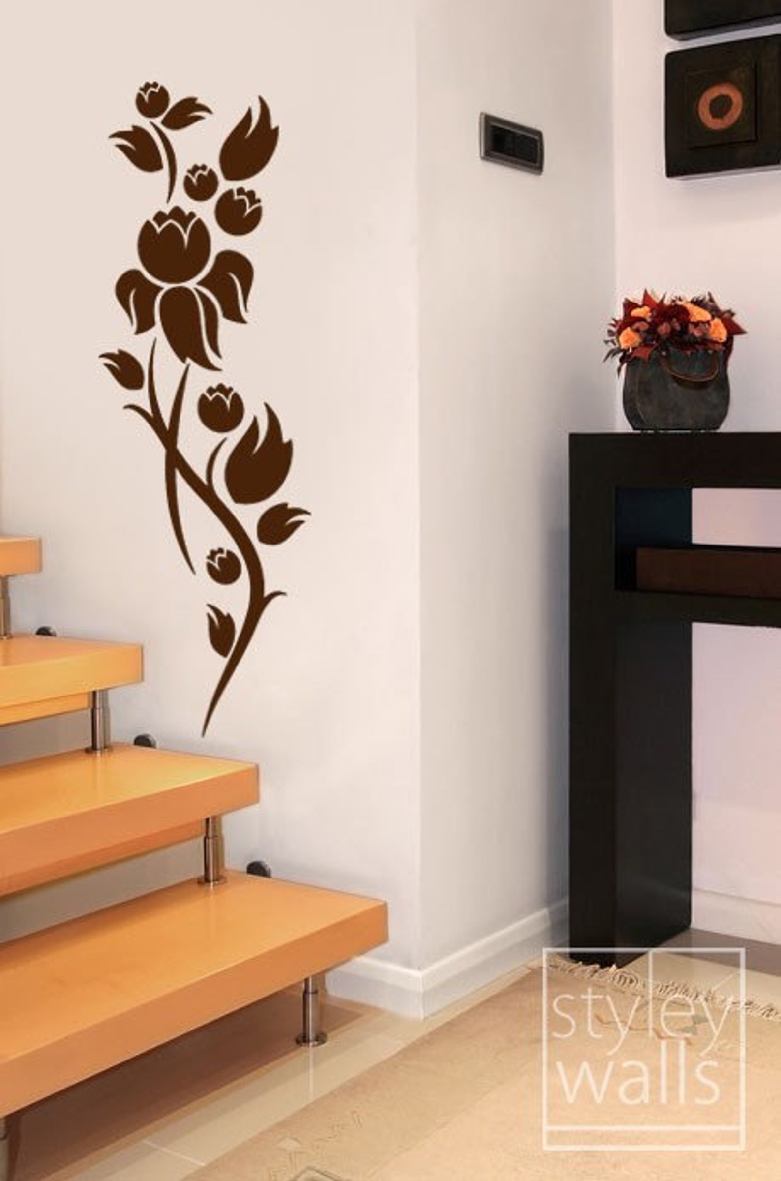 Chinese Floral Vinyl Wall Art Decal Etsy