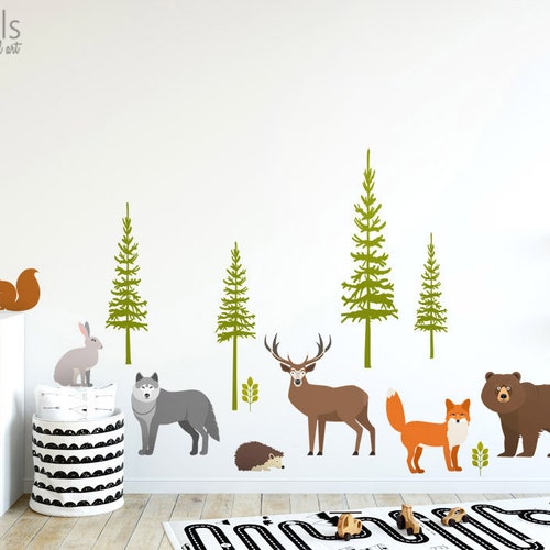 Forest Animals Wall Decal Realistic Woodland Animals Wall Etsy