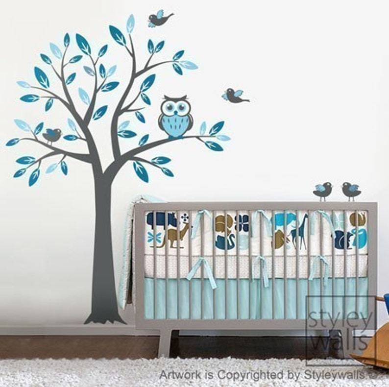 Owl Tree Decal Wall Decal for Nursery Decor Tree with Owl and Etsy