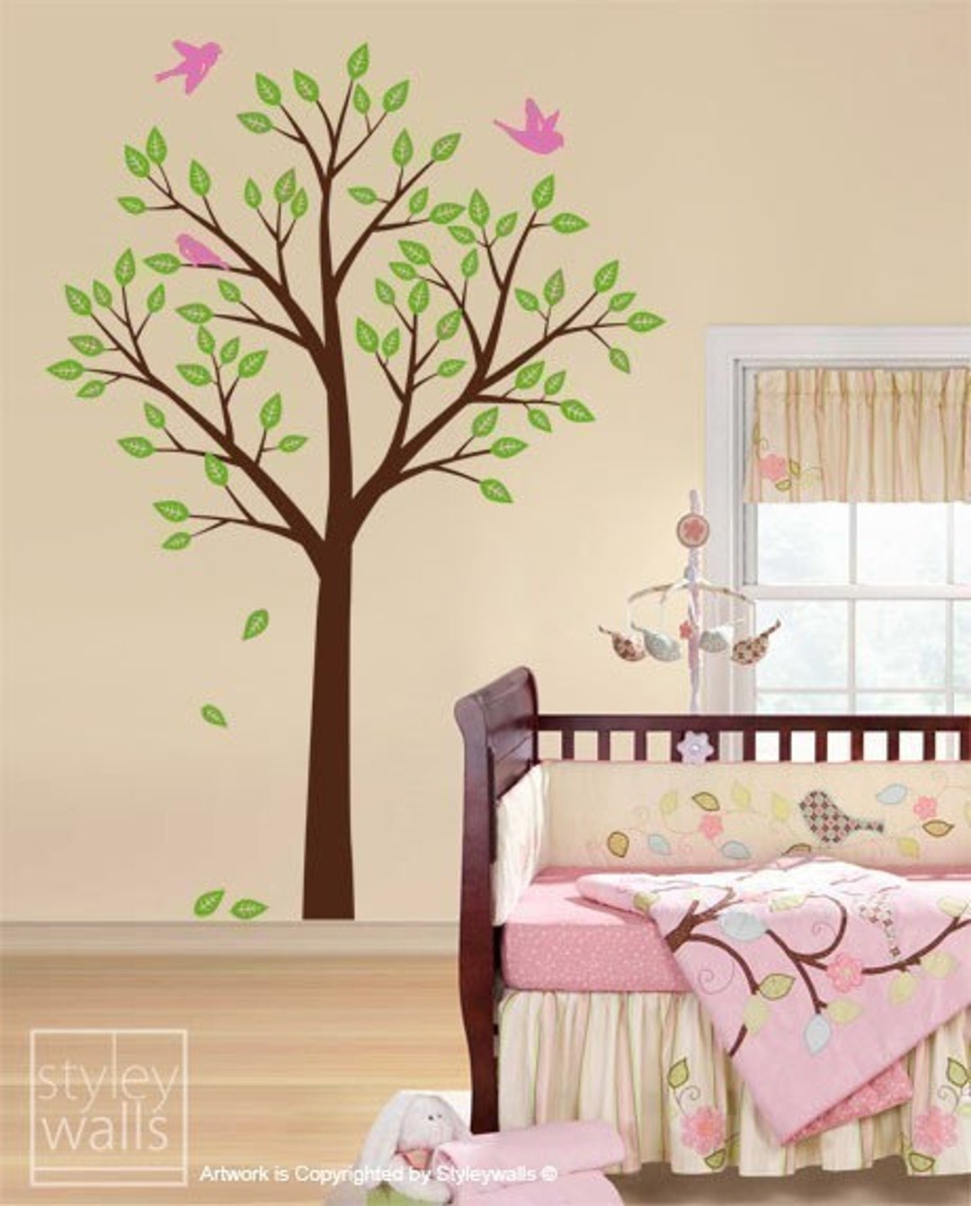 Tree and Birds Wall Decal, Tree Wall Decal for Nursery Kids Room Decor ...