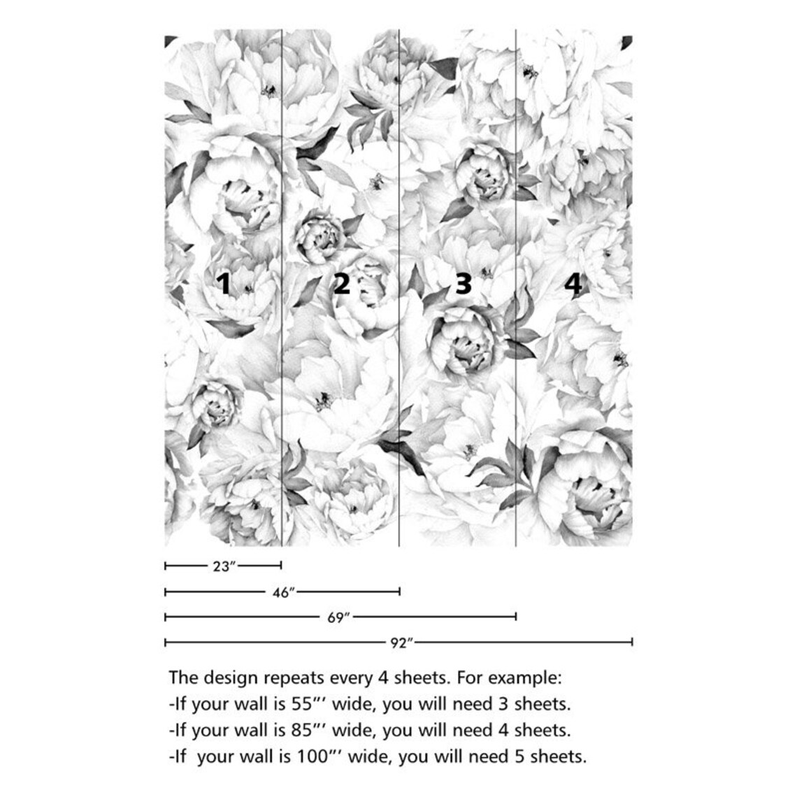 Peony Wallpaper Peony Wall Mural Peonies Floral Wallpaper Etsy