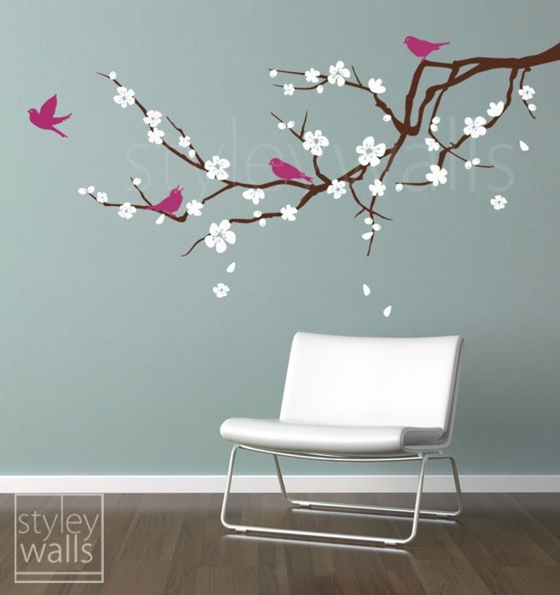 Cherry Blossom Branch Wall Decal Blossoming Cherry Tree Etsy