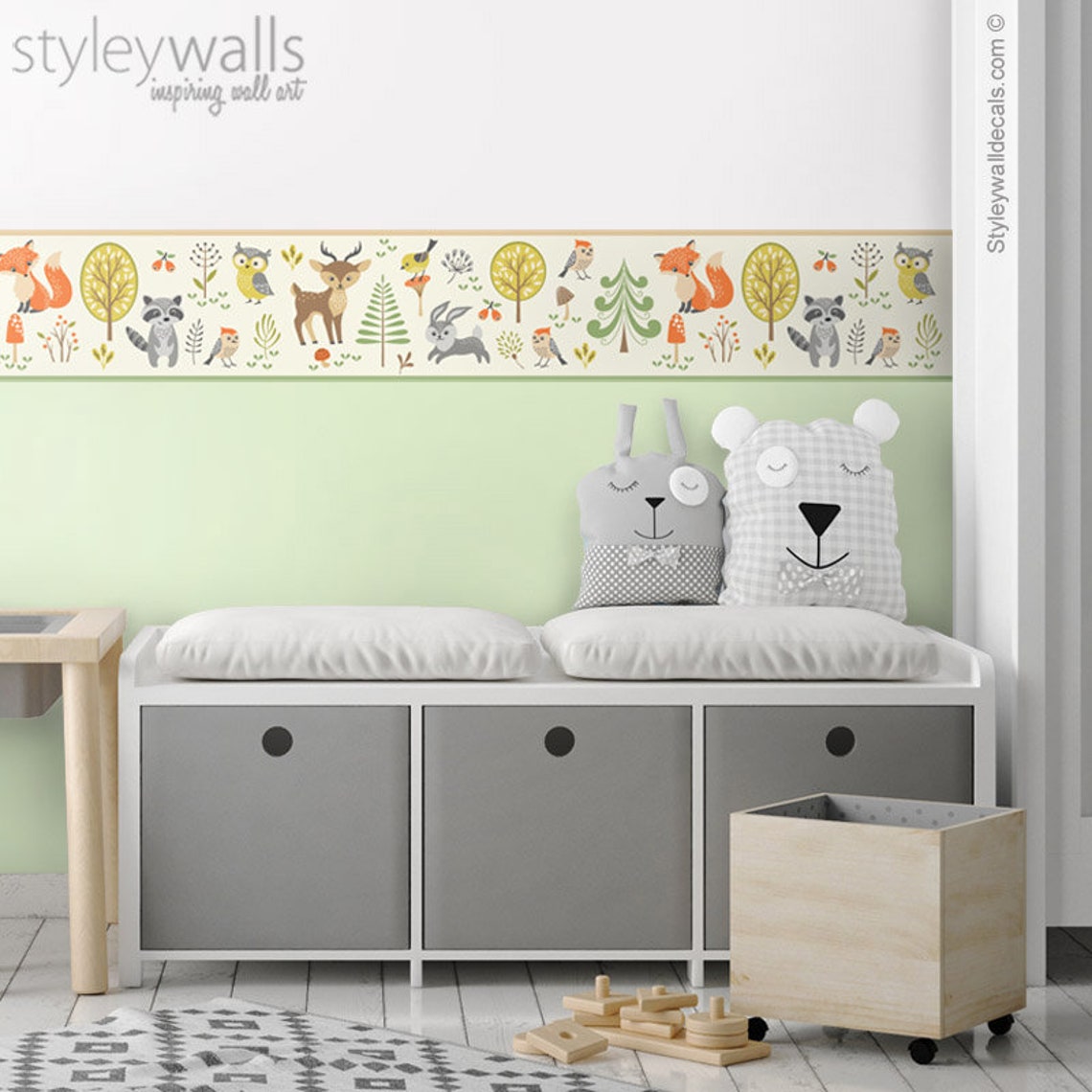 Woodland Animals Wall Border Decal Forest Animals Border Wall Etsy