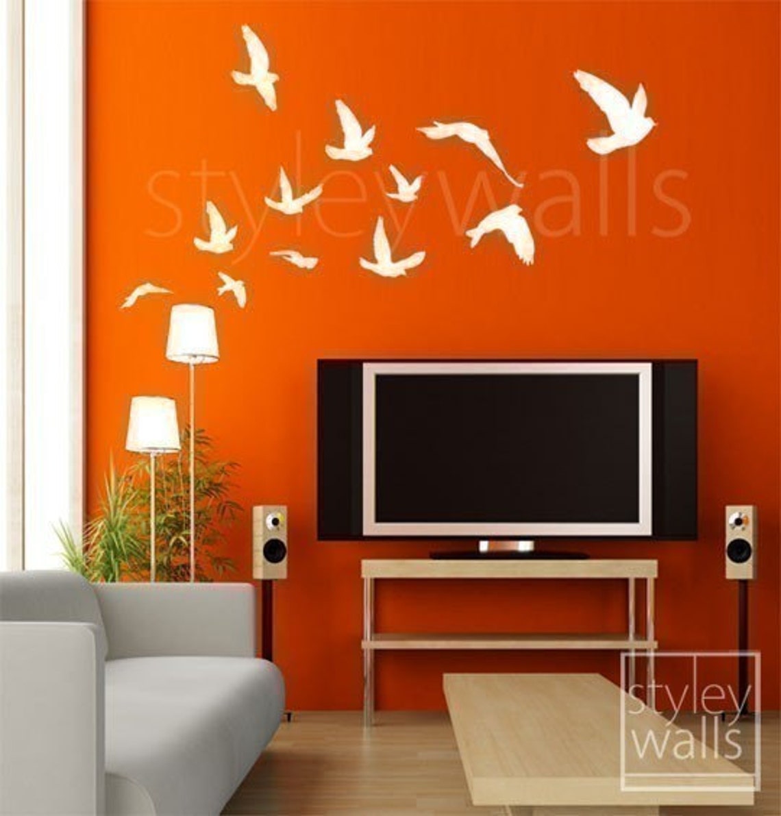 Flying Birds Wall Decal Birds Wall Sticker Flying Birds Set Etsy