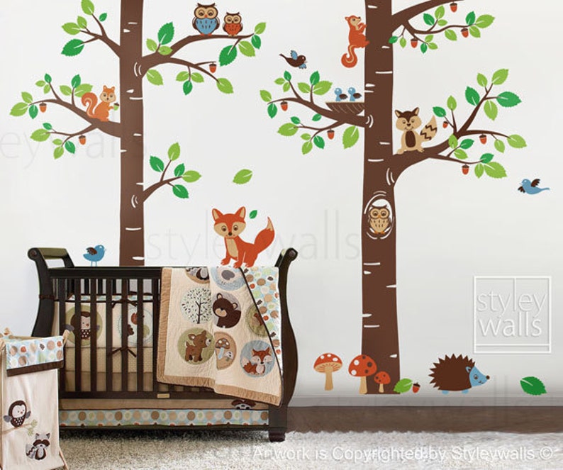 Forest Animals Wall Decal Children Wall Decal Tree Tops Etsy