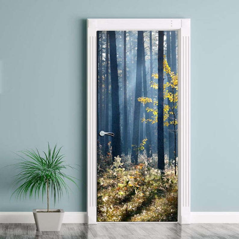 Bedroom Living Room Home Decor Forest Door Sticker Nature Door Wall Sticker Nature Wall Decor Mural Door Mural Forest Door Wallpaper