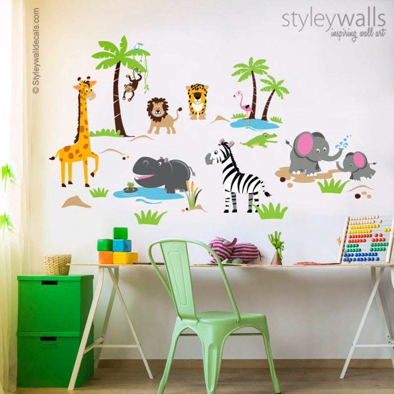 Safari Animals Wall Decal Safari Wall Decal Sticker Jungle Etsy