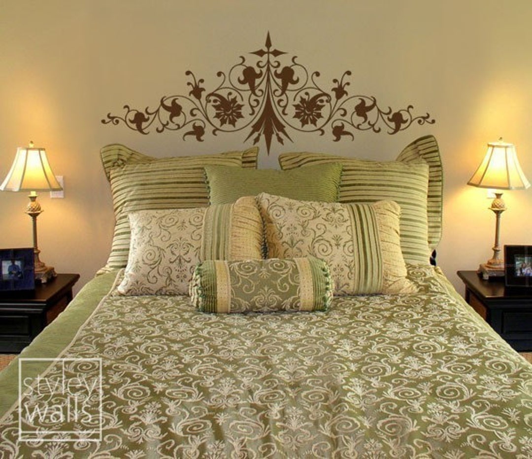 Ornate Bed Headboard Vinyl Wall Decal Bed Head Wall Decal