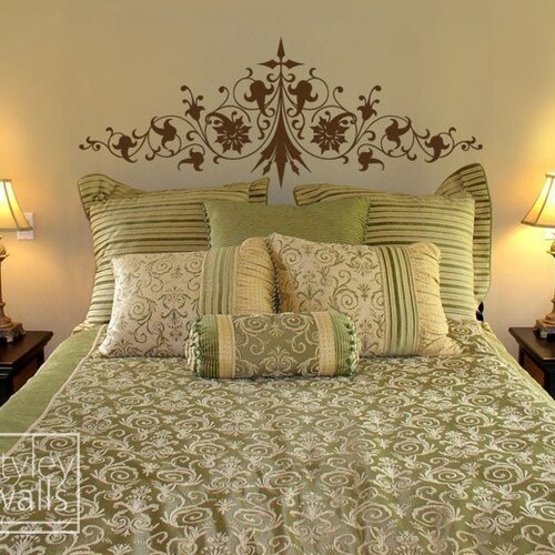 Ornate Bed Headboard Vinyl Wall Decal Bed Head Wall Decal Etsy