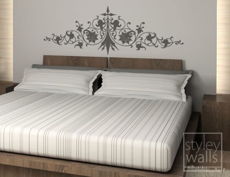 Ornate Bed Headboard Vinyl Wall Decal Bed Head Wall Decal Etsy