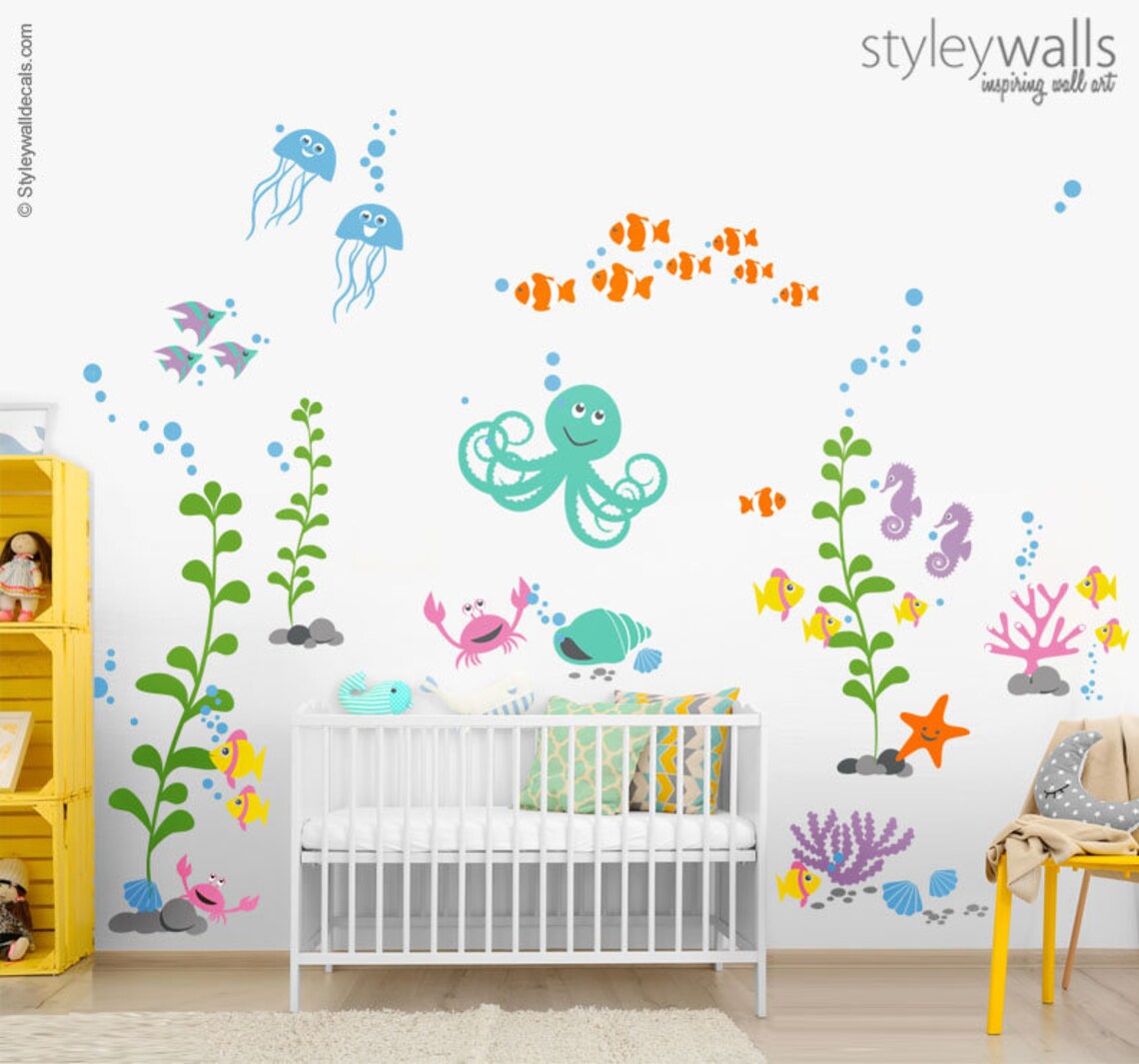 Ocean Wall Decal Under the Sea Wall Decal Underwater Wall Etsy