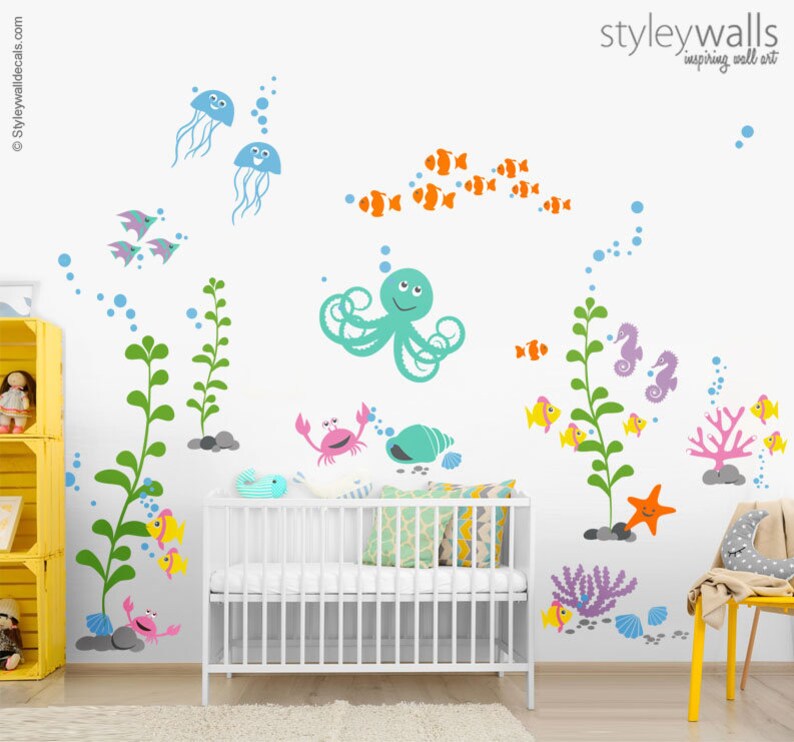 Ocean Wall Decal Under the Sea Wall Decal Underwater Wall Etsy