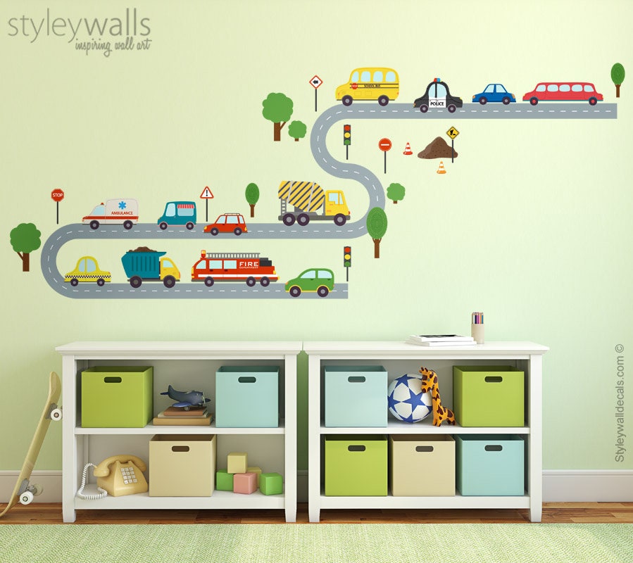 Vehicles Wall Decal Transportation Vehicles Wall Decal Cars Etsy