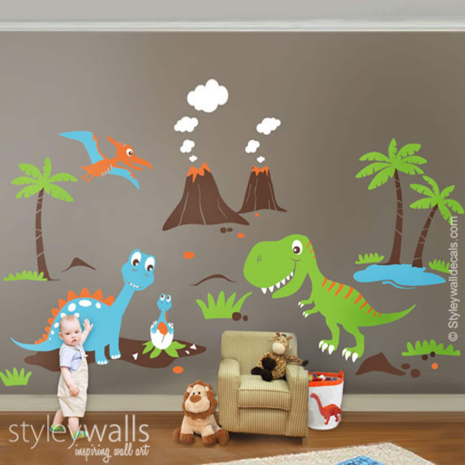 Dinosaurs Wall Decals dino Land Wall Decal Dinosaurs Wall Etsy