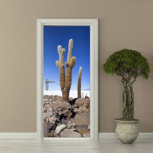 Kaktus Türaufkleber, Türtapete, Tür Wandbild, Kaktus Natur Wandkunst, Wanddeko Wandbild, Tür Wickeltür, Kühlschrank TürDeko, Tür Wandaufkleber