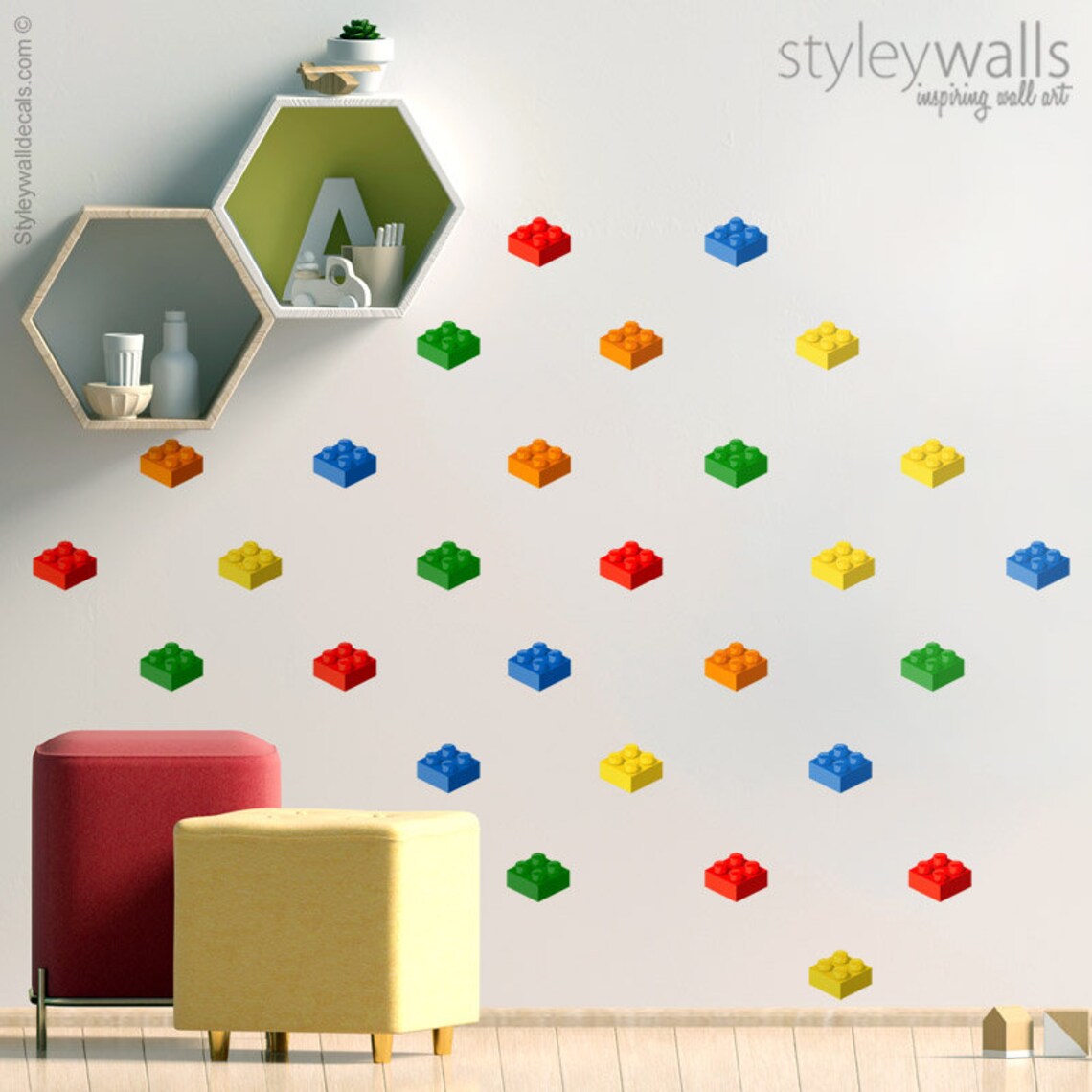 Lego Blocks Wall Lego Wall Sticker Cubes Wall Decal Etsy