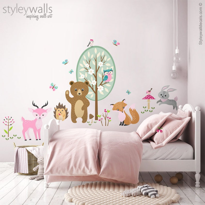 Forest Animals Wall Decal Woodland Animals Sticker Woodland Etsy