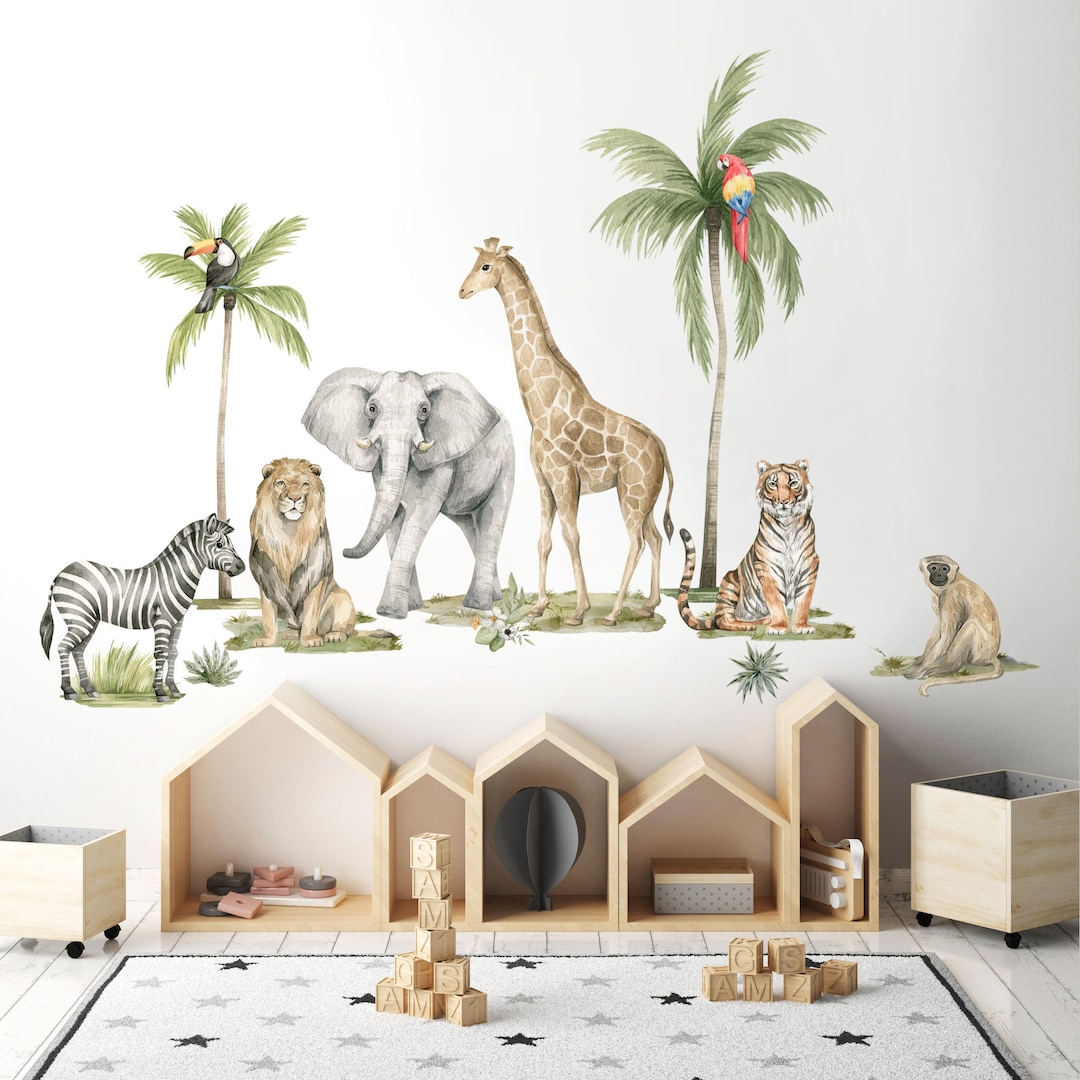 SAFARI Animals Wall Decal, African Animals Wall Decal, Watercolor