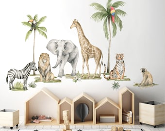 SAFARI Animals Wall Decal, African Animals Wall Decal, Watercolor Animals Wall Decal, African Animals Wall Sticker, Safari Wall Sticker