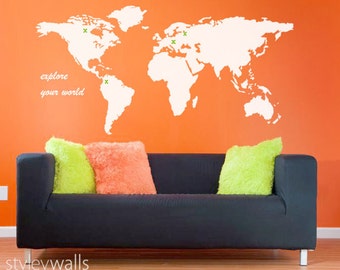 Weltkarte Wandtattoo, Weltkarte Home Dekor Wohnzimmer Dekor, Weltkarte Büro Wandtattoo Dekor Wandaufkleber, Weltkarte Wandaufkleber