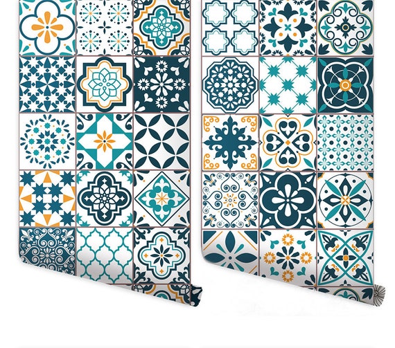 リスボン タイル壁紙、ポルトガル アズレージョ タイル壁紙、幾何学