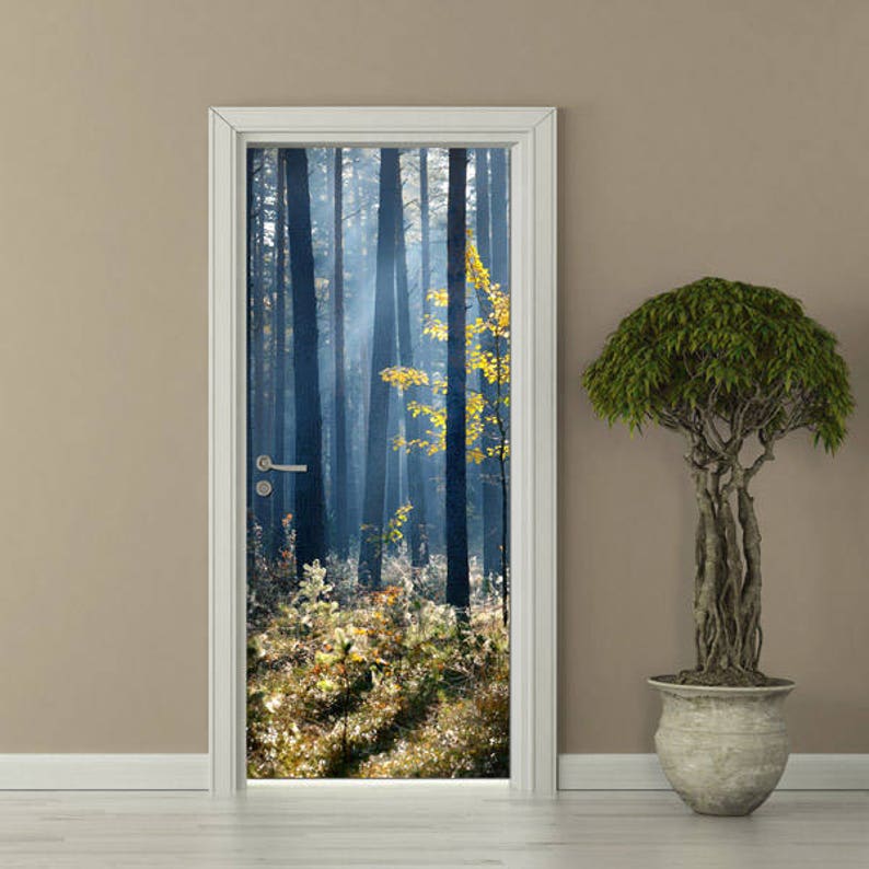 Bedroom Living Room Home Decor Forest Door Sticker Nature Door Wall Sticker Nature Wall Decor Mural Door Mural Forest Door Wallpaper