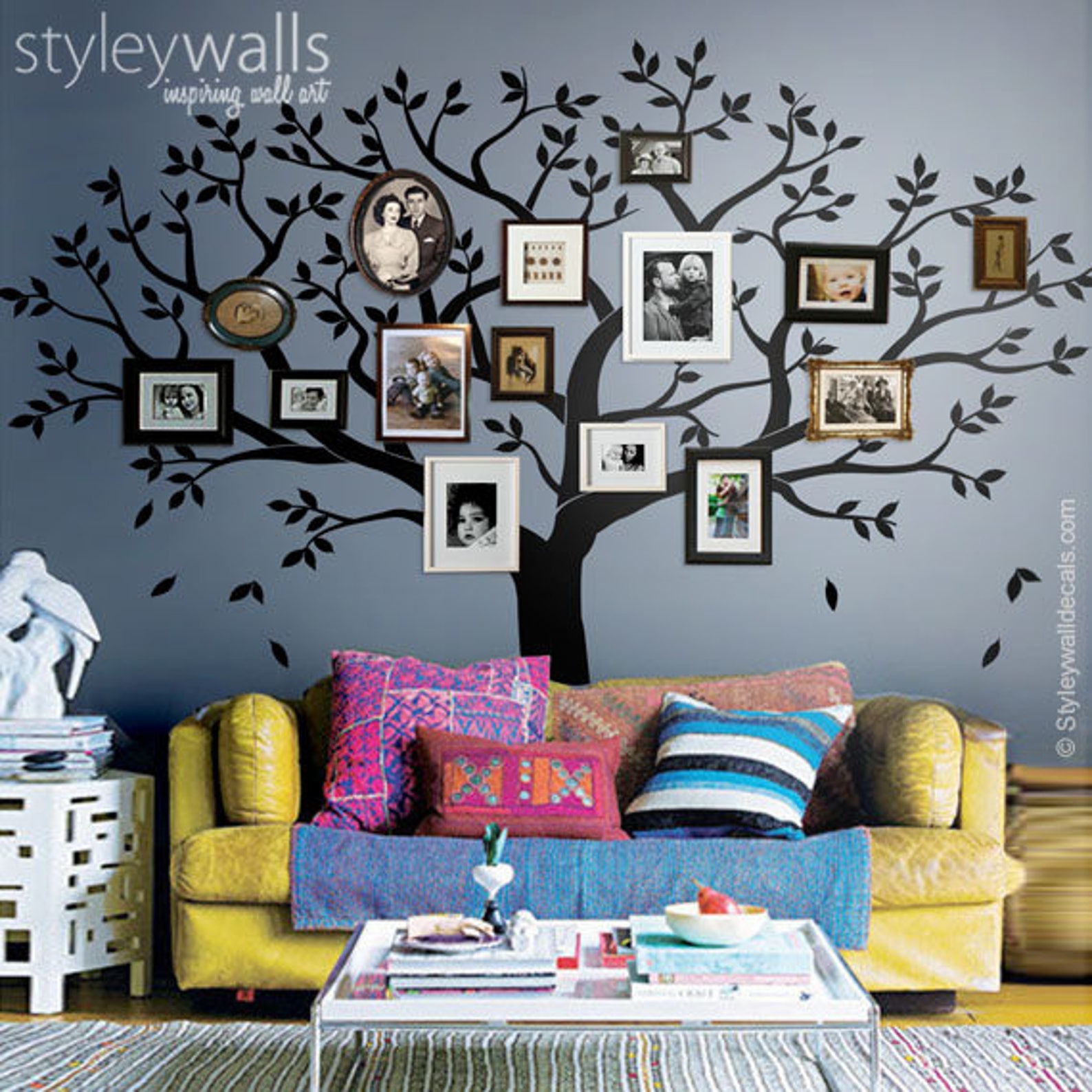 Family Tree Wall Decal Tree Wall Decal Photo Frame Tree Wall Etsy