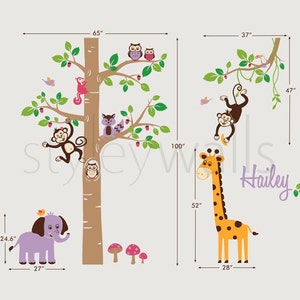Jungle Animals Wall Decal, Safari Animals Wall Decal, Tree Wall Decal ...