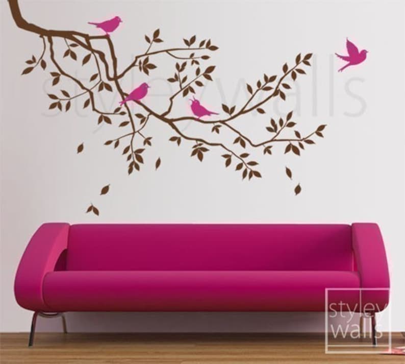 Branch Wall Decal Branch and Birds Wall Decal GIFT BIRDS Etsy