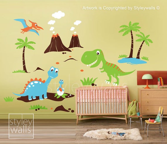Wondever 3D Wandtattoo Dinosaurier - Dino Dschungel Aufkleber Für Kinderzimmer 30x90cm