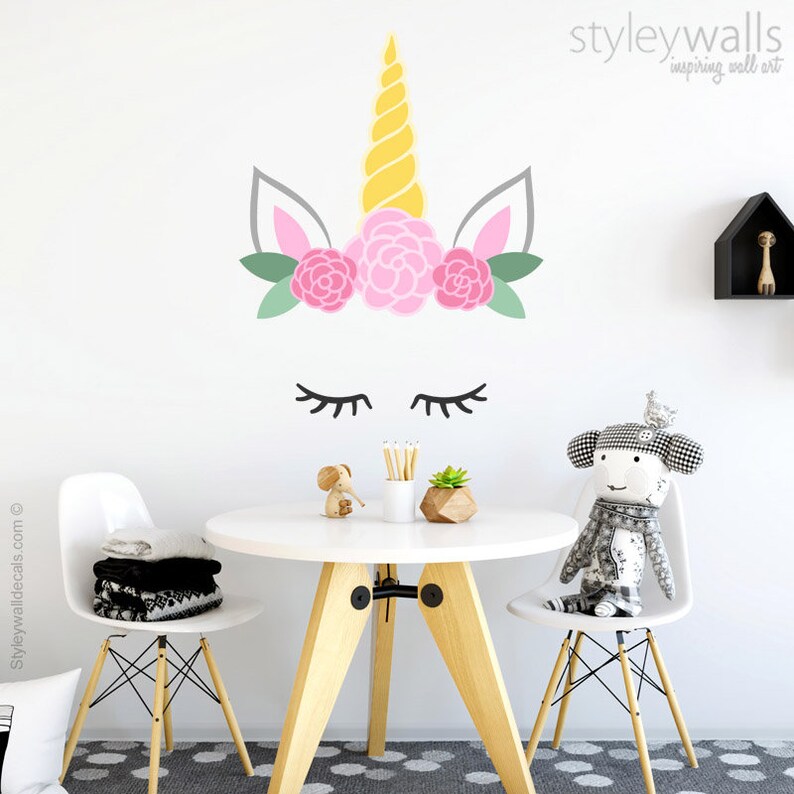 Unicorn Head Wall Decal Unicorn Wall Sticker Unicorn Horn Etsy