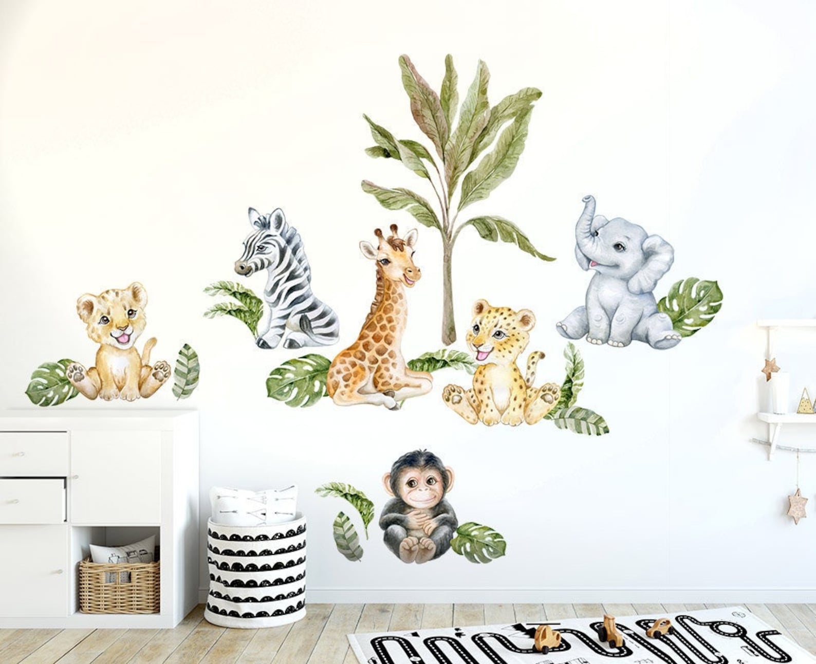 Safari Baby Animals Wall Decal Jungle Wall Decal Sticker | Etsy
