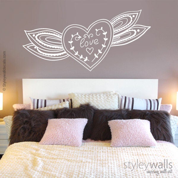 Love Wall Decal, Love Vinyl Lettering, Romantic Vinyl Lettering, Heart ...