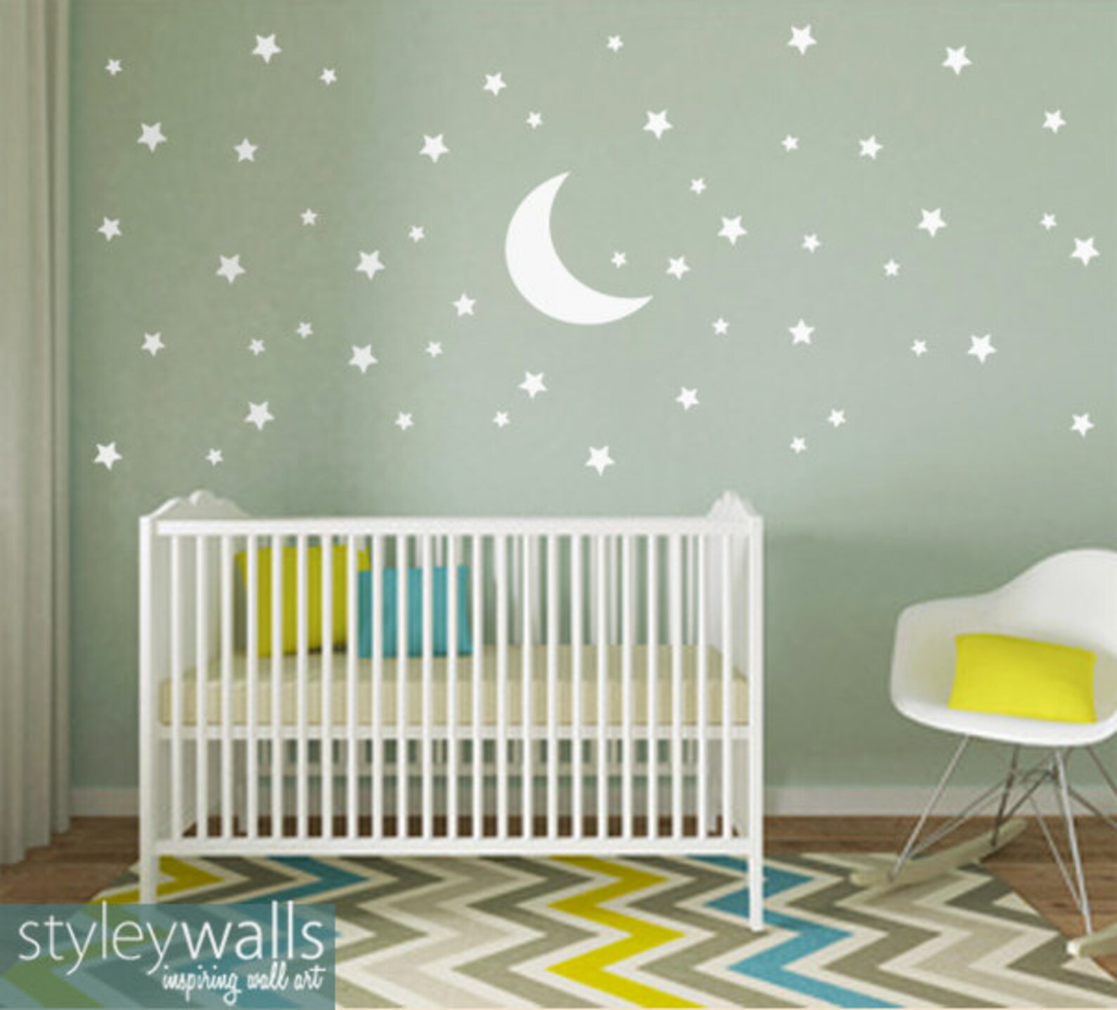 Stars and Moon Wall Decal Stars Wall Decal Moon Wall Decal Etsy