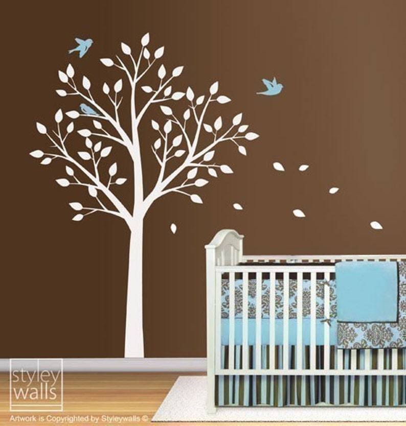 Tree and Birds Wall Decal Tree Wall Sticker Tree and Cute Etsy