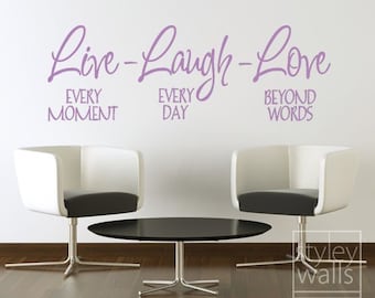 Live Laugh Love Vinyl lettering Wall Decal, Vinyl Lettering Home Decor, Live Laugh Love Quote Wall Decal Sticker