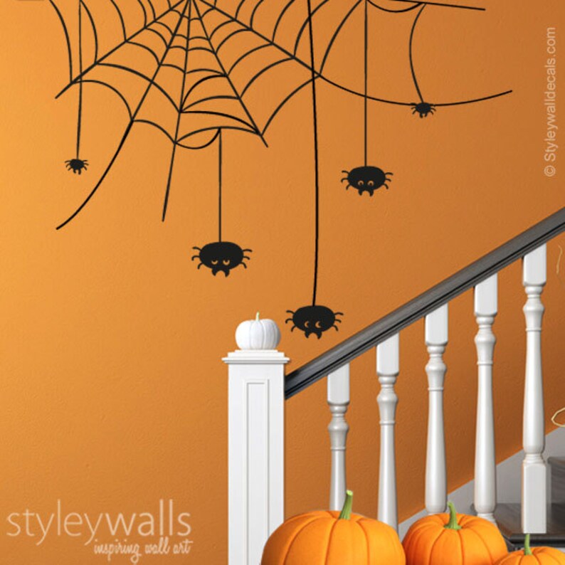 Spiders Wall Sticker Halloween Decor for Home Living Room Halloween Wall Decal Spider Web Halloween Wall Sticker Spiders Wall Decal