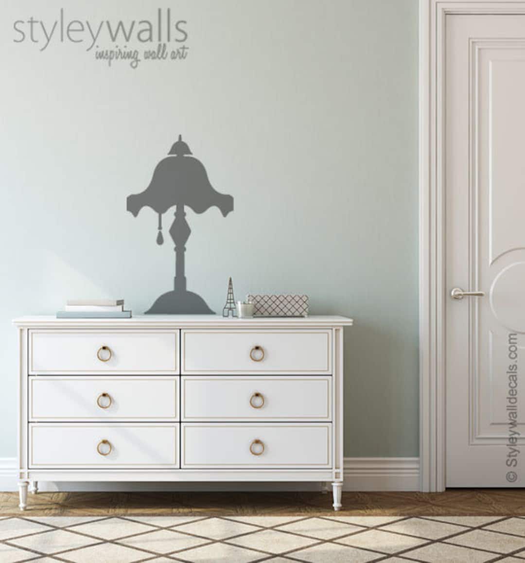 Lamp Wall Decal, Vintage Table Lamp Wall Sticker, Home Decor Wall Decal