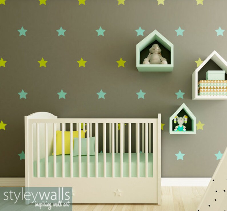 Stars Wall Decal, Stars Wall Sticker, Stars Nursery Decal, Large Stars for Nursery Baby Room Decor, Stars Kids Room Decor 30 stars image 1