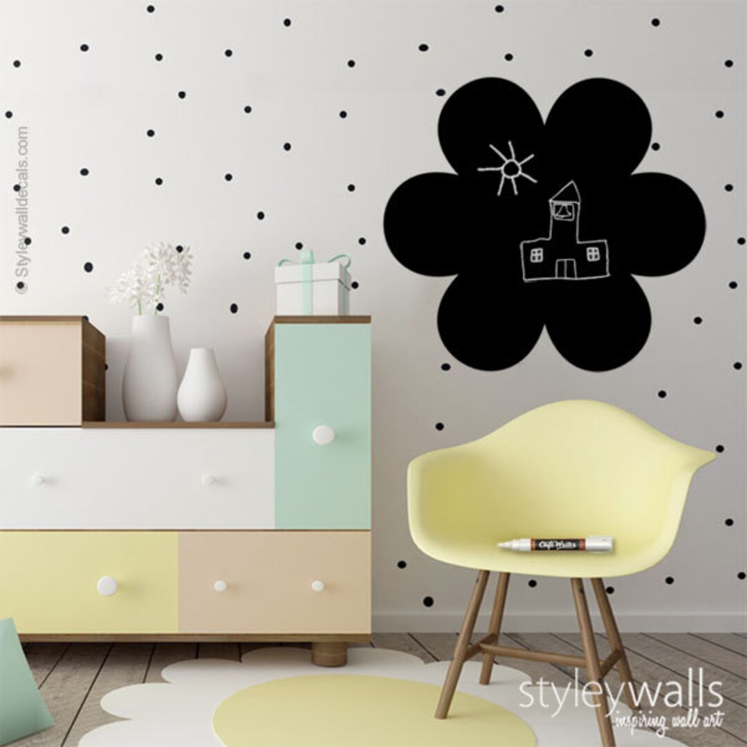 Calcomanía de pared de flores, calcomanía de pared de pizarra de flores  para niñas Sala de juegos para niños, Regalo de Navidad Decoración de la ..., image size:1080x1080