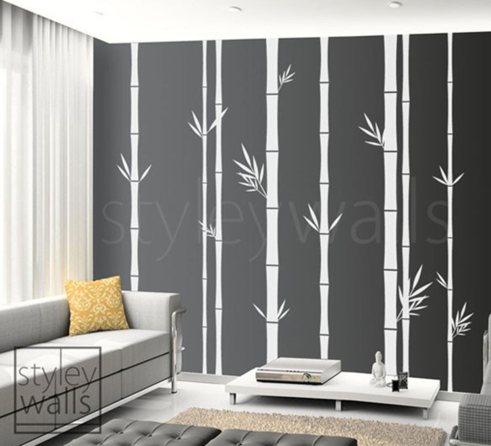 Bamboo Wall Decal 100inch Tall Set of 8 Bamboo Stalks Vinyl Etsy